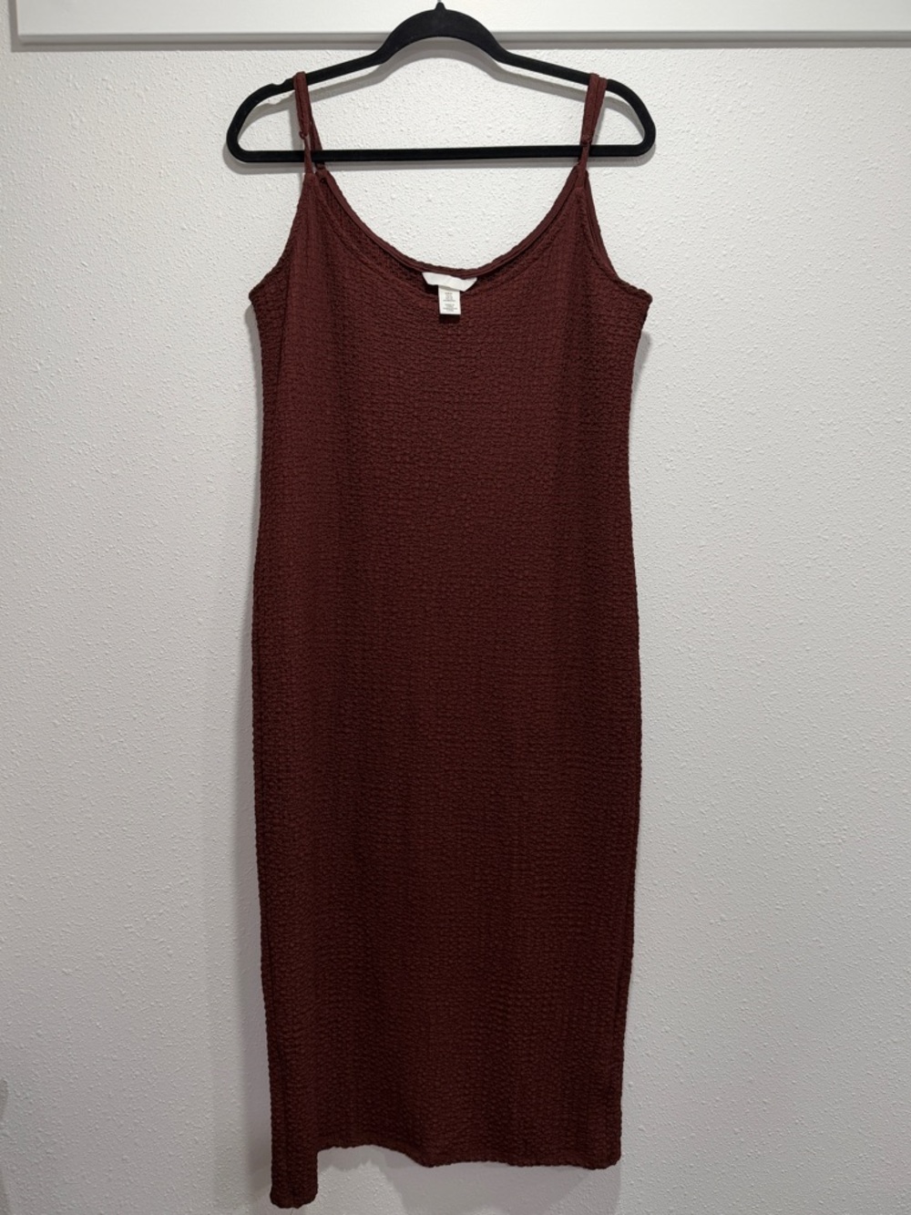 H&M Brown Spaghetti Strap Textured Midi Dress size XL